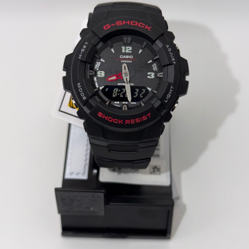 Casio G-Shock Watch Mens Black Analog Digital G100-1BVWT Sport